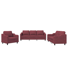 3-delige Loungeset met kussens stof wijnrood