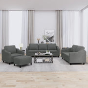 Loungeset 4-delig donkergrijs stof