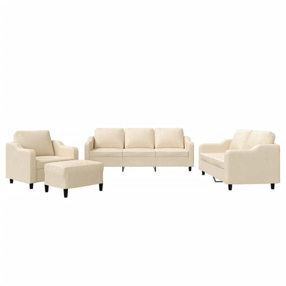 4-delige Loungeset met kussens stof crèmekleurig