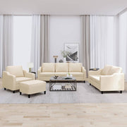 Loungeset 4-delig crèmekleurig stof