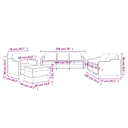 4-delige Loungeset met kussens stof bruin