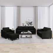 Loungeset 4-delig stof zwart