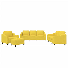 4-Delige Loungeset Met Kussens Stof Lichtgeel