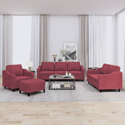 Loungeset 4-delig wijnrood stof