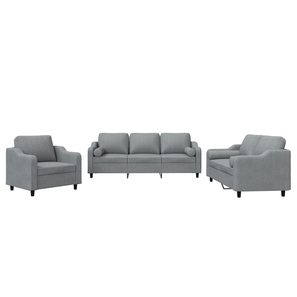 3-Delige Loungeset Stof Lichtgrijs met kussens