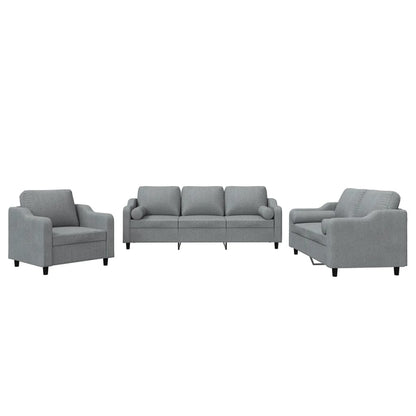 3-Delige Loungeset Stof Lichtgrijs met kussens