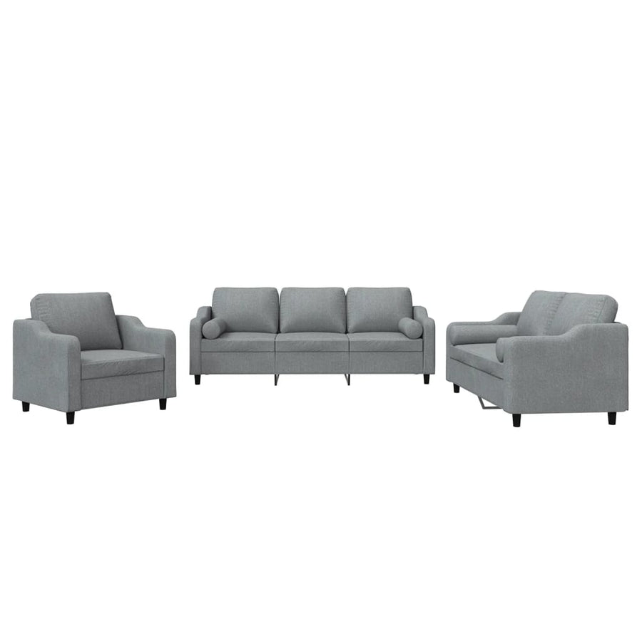 3-Delige Loungeset Stof Lichtgrijs met kussens