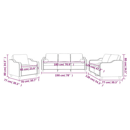 3-Delige Loungeset Stof Lichtgrijs met kussens