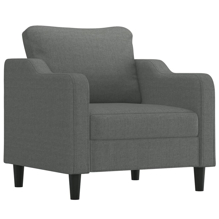 3-delige Loungeset met kussens stof donkergrijs Donkergrijs met kussens