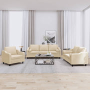Loungeset 3-delig stof crèmekleurig