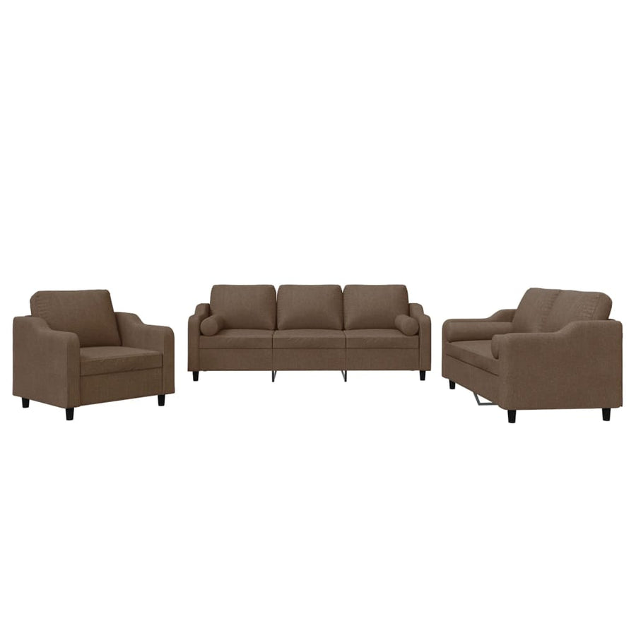 3-Delige Loungeset Stof Bruin met kussens