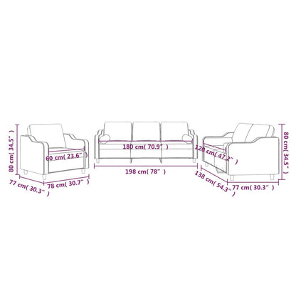 3-Delige Loungeset Stof Bruin met kussens