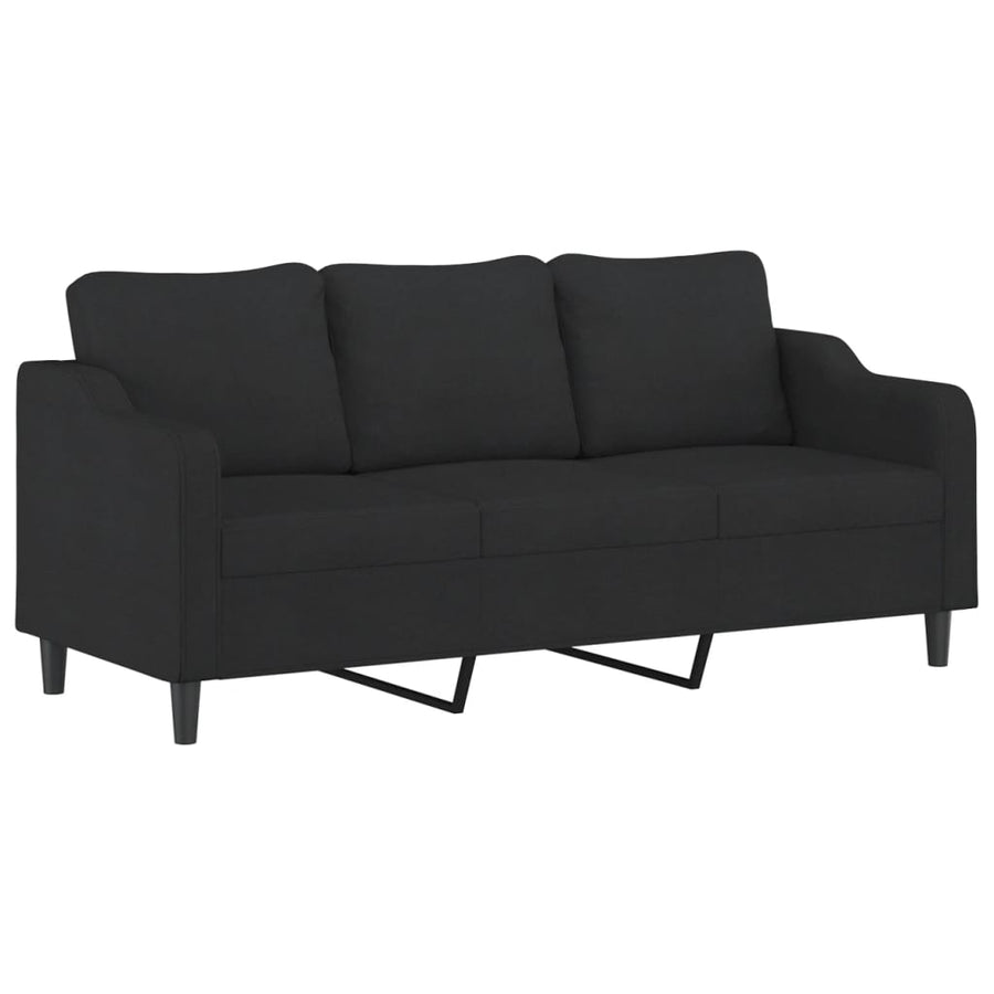 3-Delige Loungeset Stof Zwart met kussens