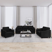 Loungeset 3-delig stof zwart