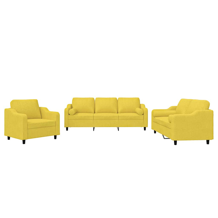 3-Delige Loungeset Stof Lichtgeel