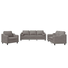 3-delige Loungeset met kussens stof taupe Taupe met kussens