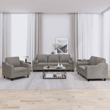 3-delige Loungeset met kussens stof taupe Taupe met kussens
