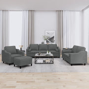 Loungeset 4-delig donkergrijs stof