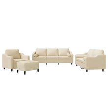 4-delige Loungeset met kussens stof crèmekleurig