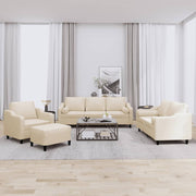Loungeset 4-delig crèmekleurig stof
