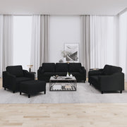 Loungeset 4-delig stof zwart