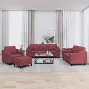 Loungeset 4-delig wijnrood stof