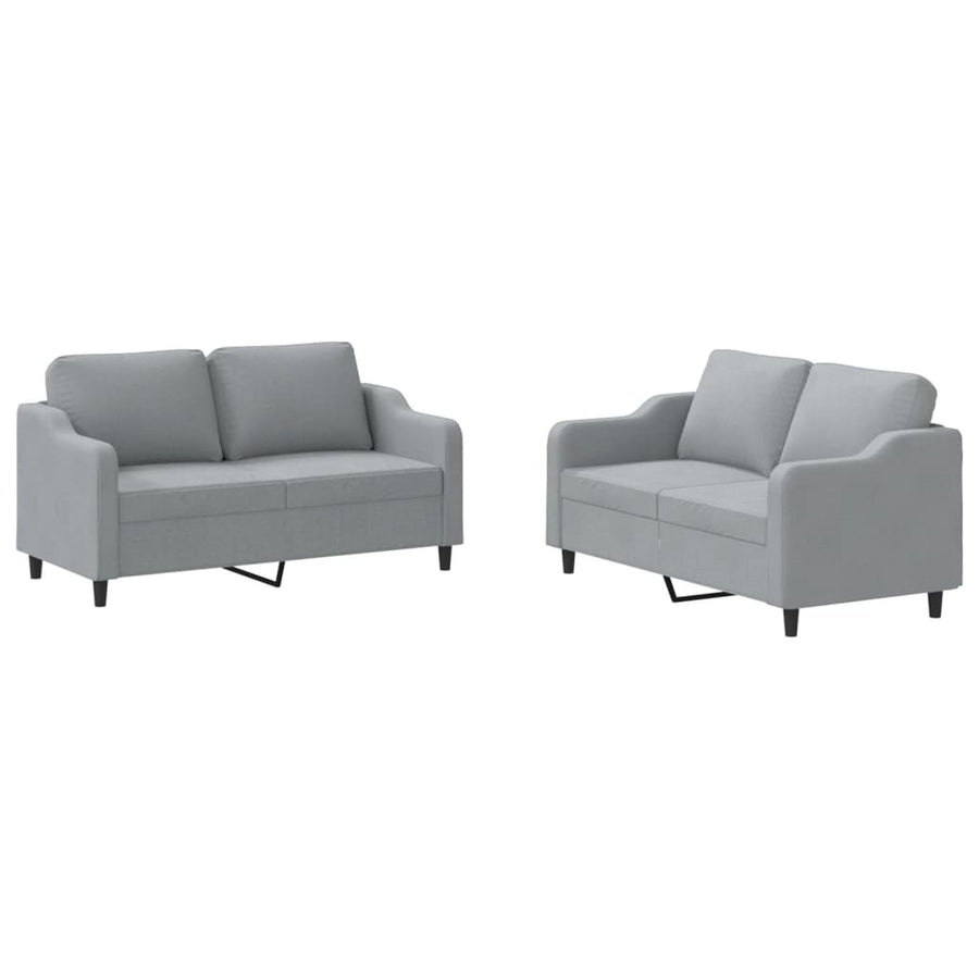2-Delige Loungeset Stof Lichtgrijs met kussens