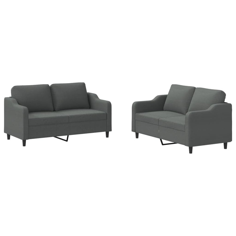 2-Delige Loungeset Stof Donkergrijs met kussens