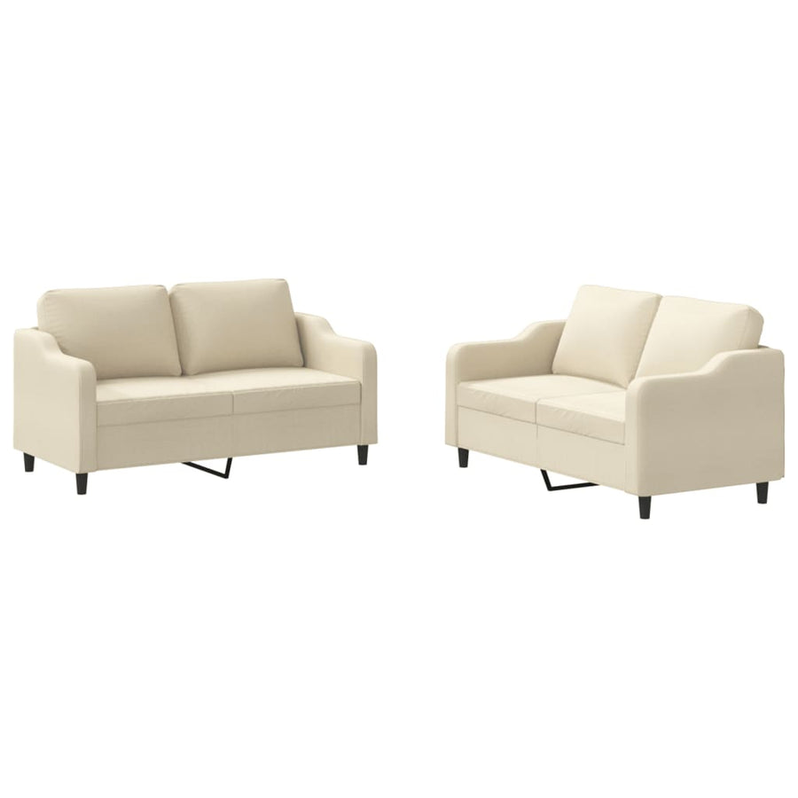 2-delige Loungeset met kussens stof crèmekleurig Crème met kussens
