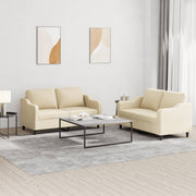 Loungeset 2-delig crèmekleurig stof