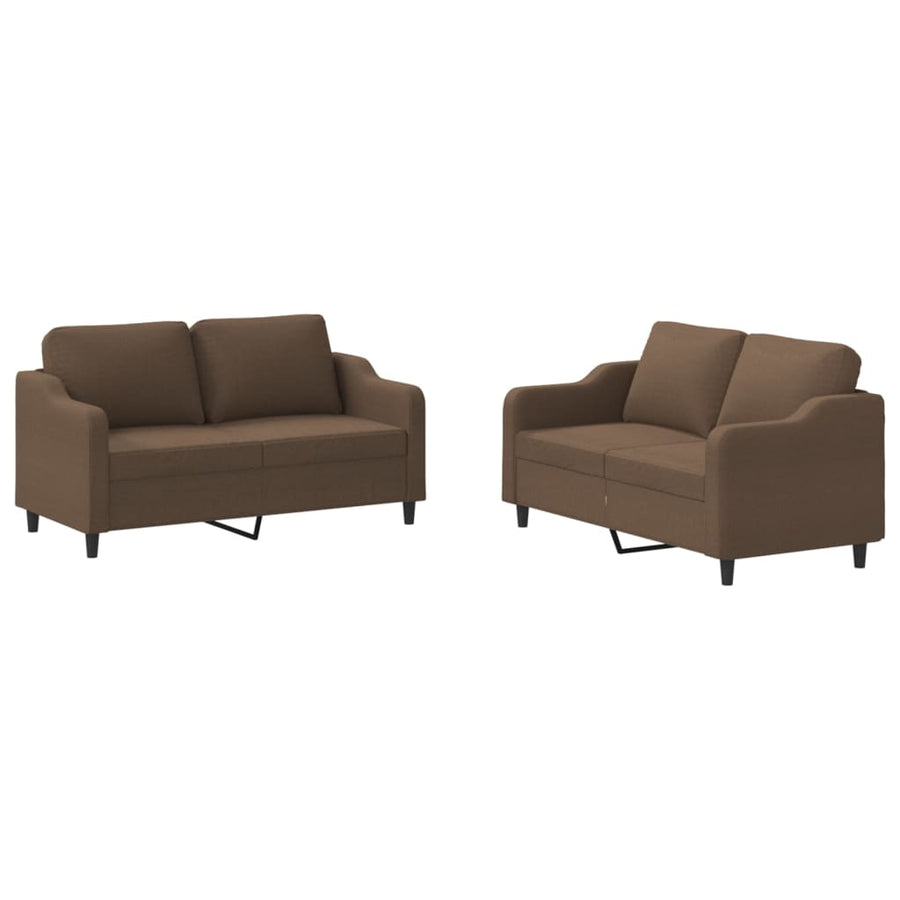 2-delige Loungeset met kussens stof bruin Bruin met kussens