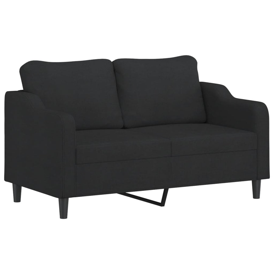 2-delige loungeset met kussens stof zwart Zwart met kussens
