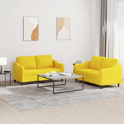 Loungeset 2-delig stof lichtgeel