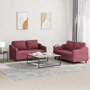 Loungeset 2-delig stof wijnrood