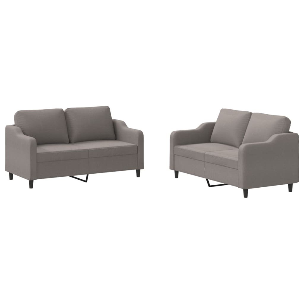 2-delige Loungeset met kussens stof taupe Taupe met kussens