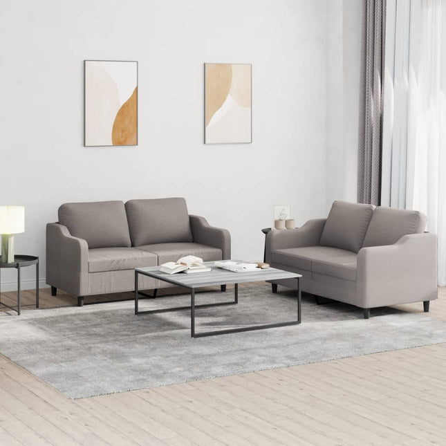 2-delige Loungeset met kussens stof taupe Taupe met kussens