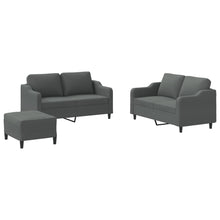 3-delige Loungeset met kussens stof donkergrijs