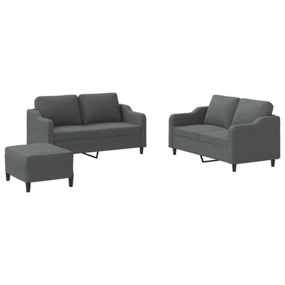 3-delige Loungeset met kussens stof donkergrijs