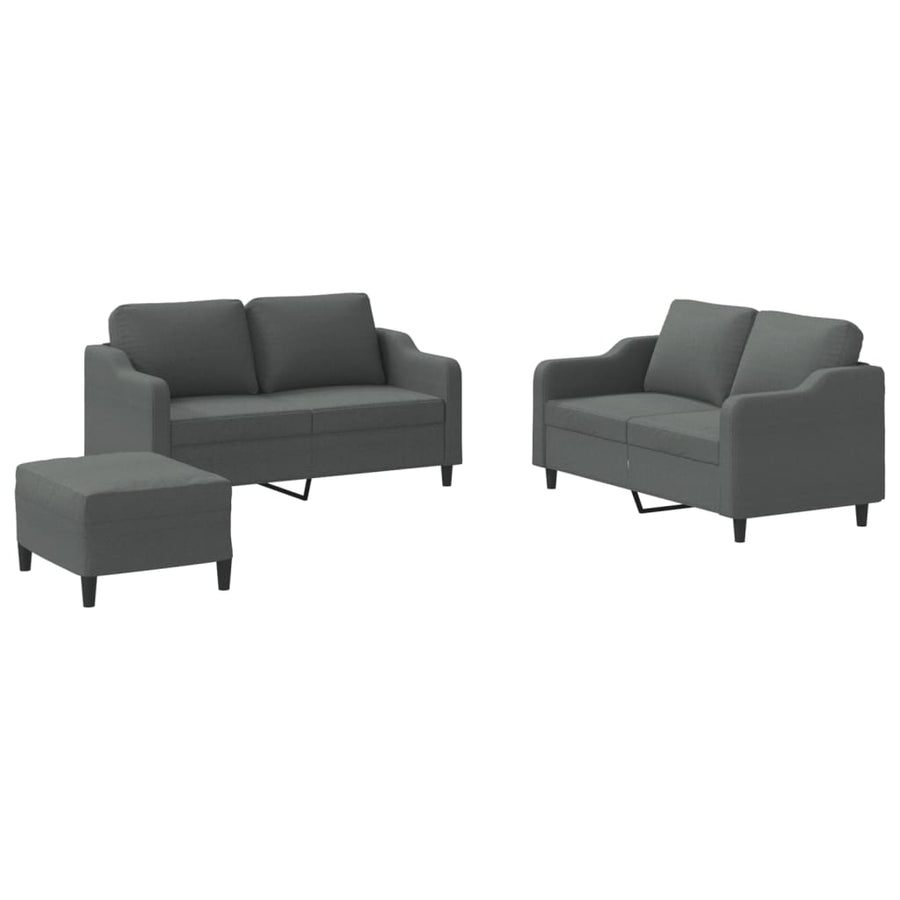 3-delige Loungeset met kussens stof donkergrijs