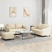 Loungeset 3-delig stof crèmekleurig