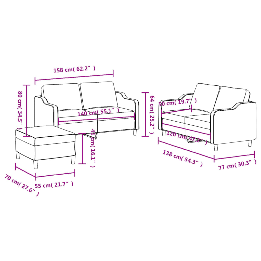 4-delige Loungeset met kussens stof bruin