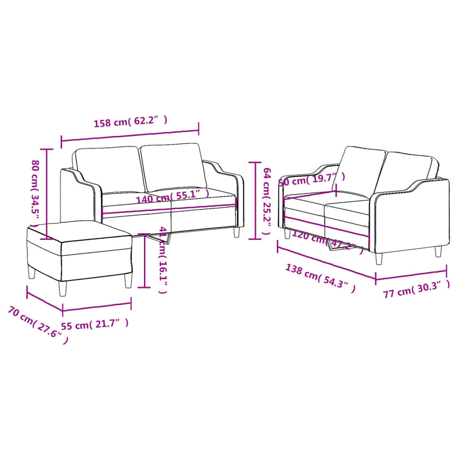 4-delige Loungeset met kussens stof bruin
