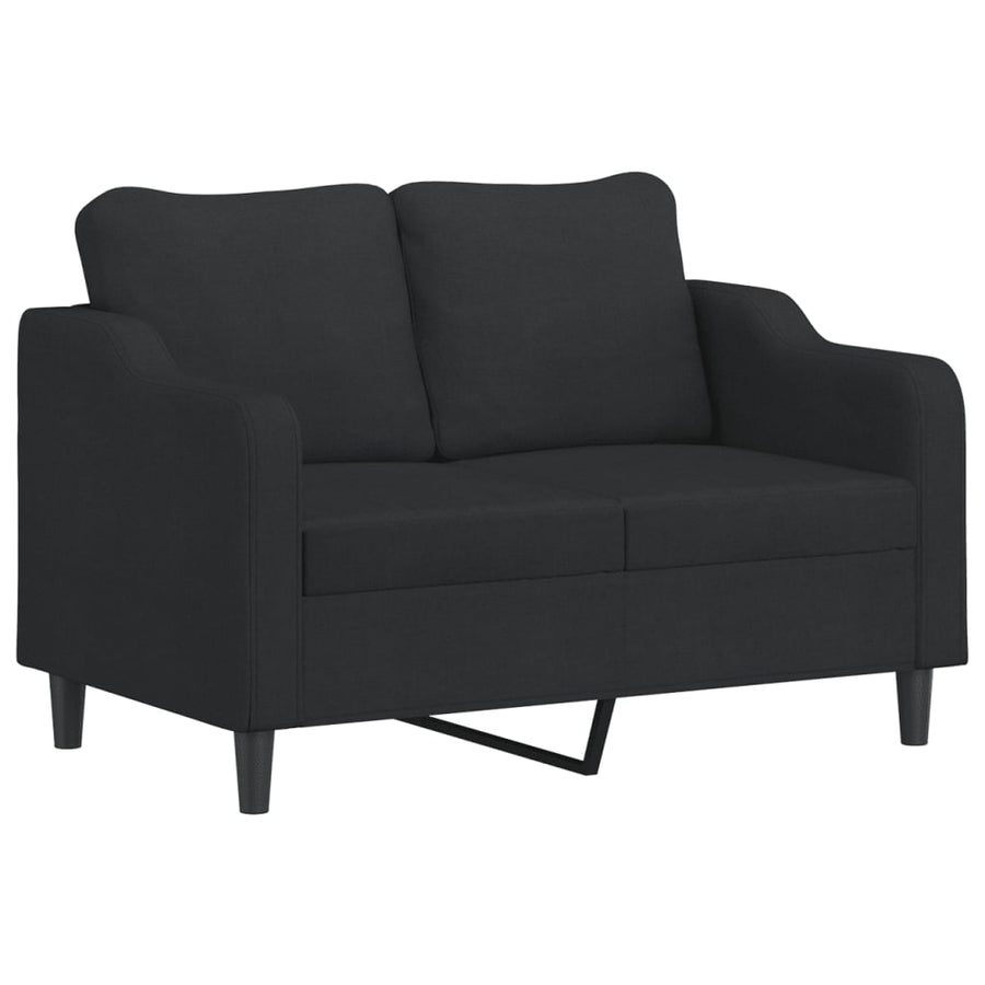 3-delige loungeset met kussens stof zwart