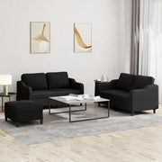 Loungeset 3-delig stof zwart 138/158x77x80 cm