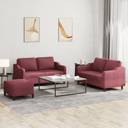 Loungeset 3-delig stof wijnrood