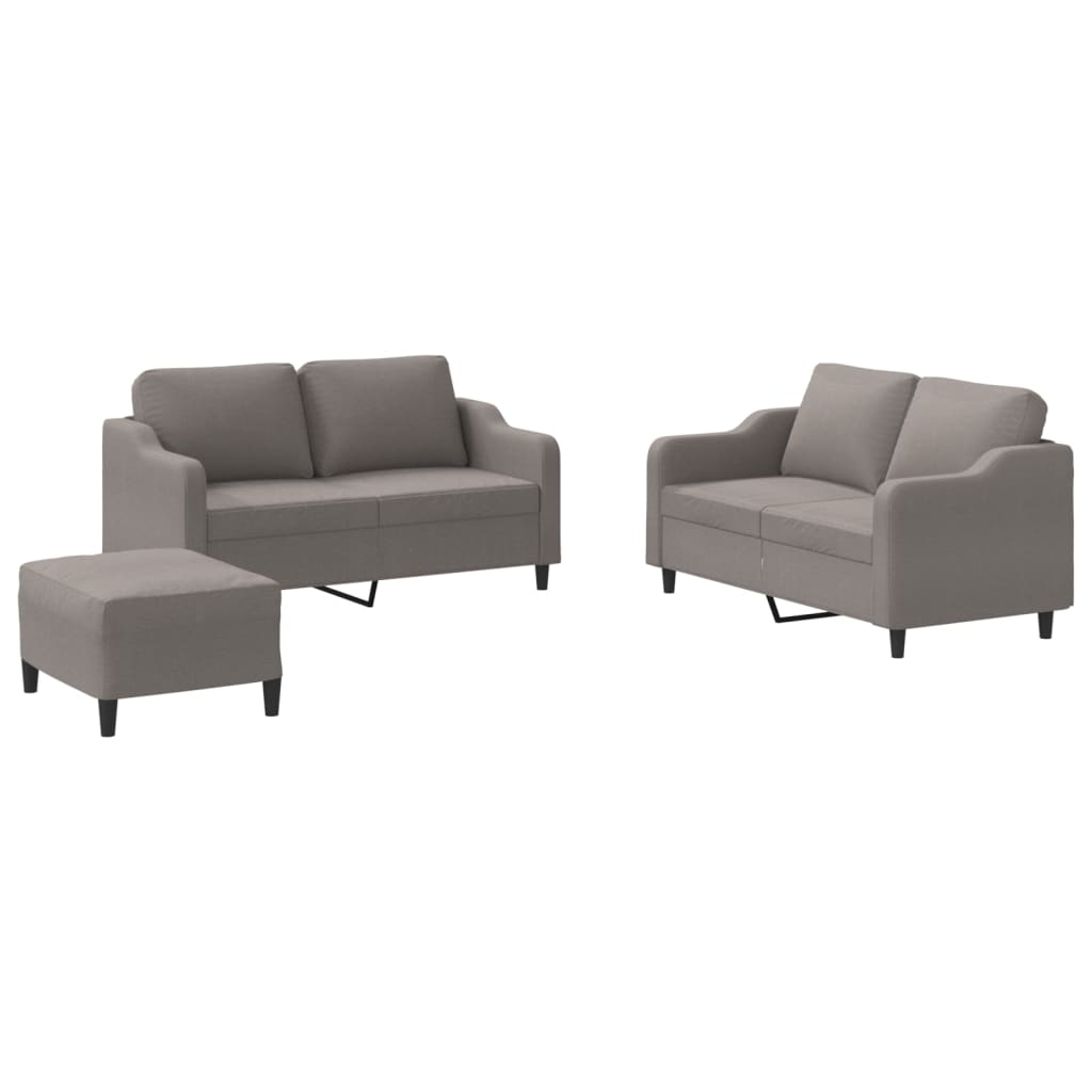 3-delige Loungeset met kussens stof taupe