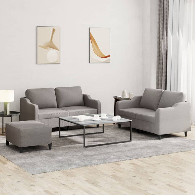 3-delige Loungeset met kussens stof taupe