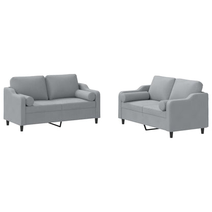 2-Delige Loungeset Stof Lichtgrijs met kussens