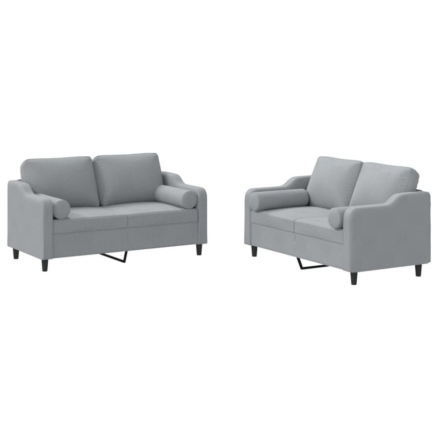 2-Delige Loungeset Stof Lichtgrijs met kussens