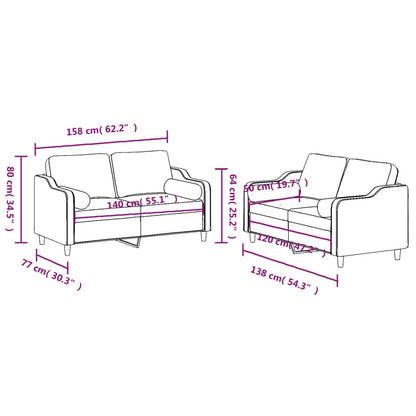 2-Delige Loungeset Stof Lichtgrijs met kussens